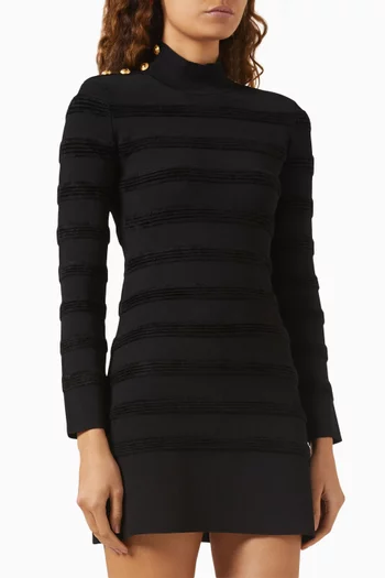 Striped Mini Dress in Viscose-knit & Velvet