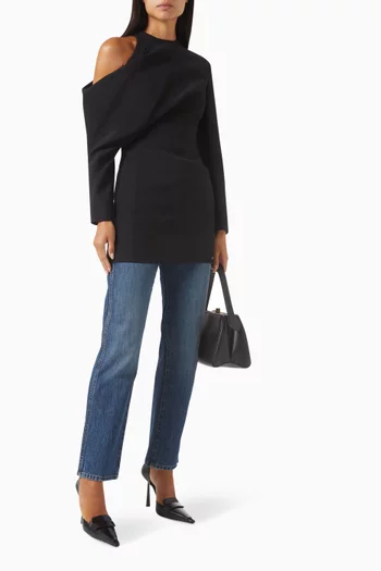 Tristan Cold-shoulder Top in Viscose Suiting