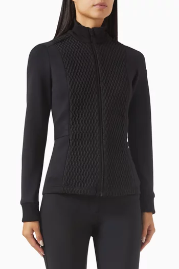 جاكيت ميريل بتصميم مبطن بنقشة معينات ستان