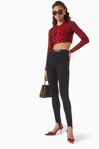 Leopard Crop Knit Cardigan in Viscose-lurex