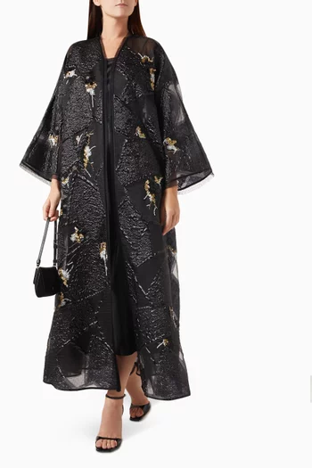 Embellished Event Abaya in Brocade & Organza