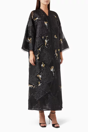 Embellished Event Abaya in Brocade & Organza