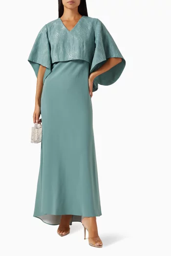 Floral-jacquard Maxi Dress in Crepe