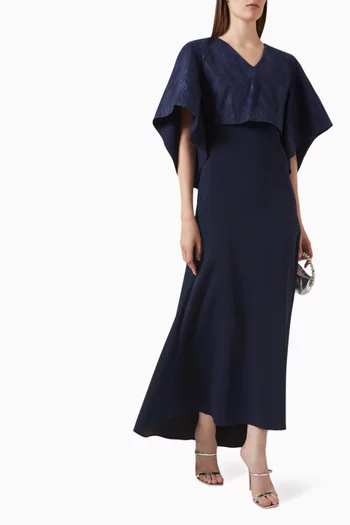 Floral-jacquard Maxi Dress in Crepe