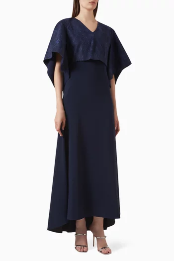 Floral-jacquard Maxi Dress in Crepe