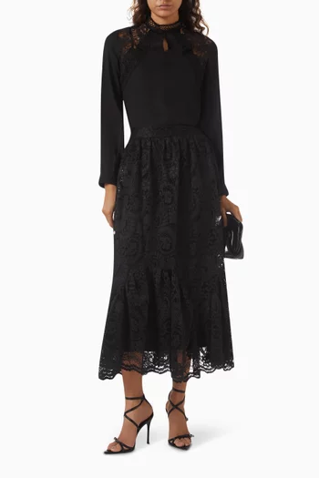 Lace-panel Blouse in Satin