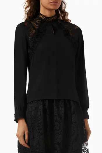 Lace-panel Blouse in Satin