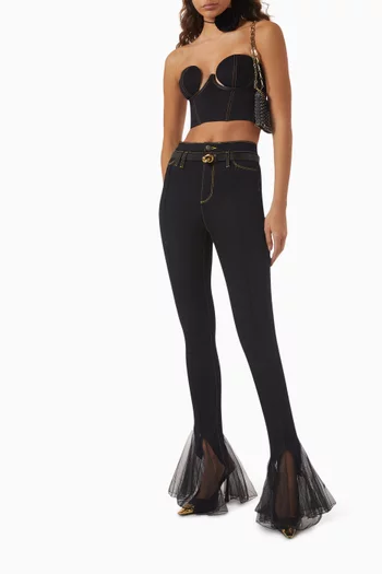 Strapless Crop Corset Top in Denim