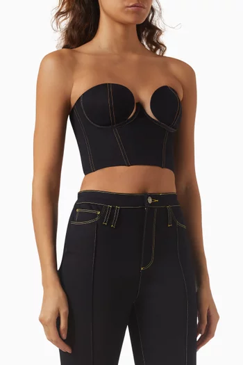 Strapless Crop Corset Top in Denim