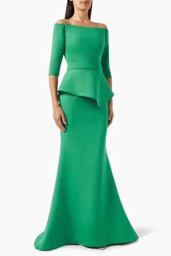 فستان سهرة بأكتاف مكشوفة سكوبا