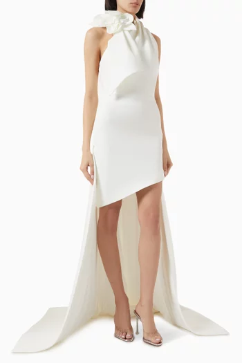 Open-back Train Dress in Scuba