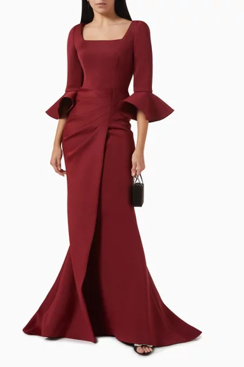 Draped Maxi Dress in Scuba-fabric