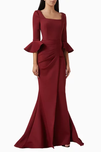 Draped Maxi Dress in Scuba-fabric