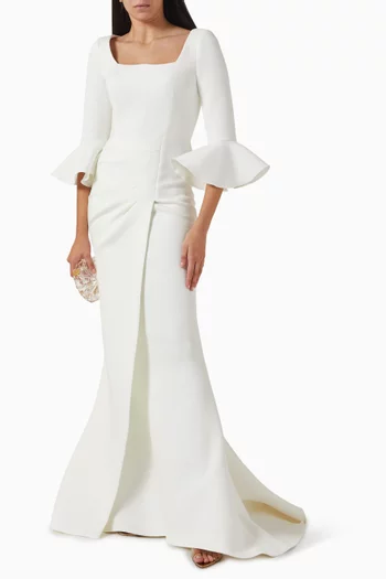 Draped Maxi Dress in Scuba