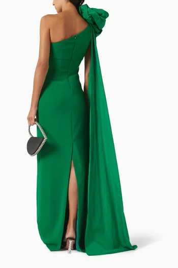 فستان سهرة بكتف مكشوف كريب