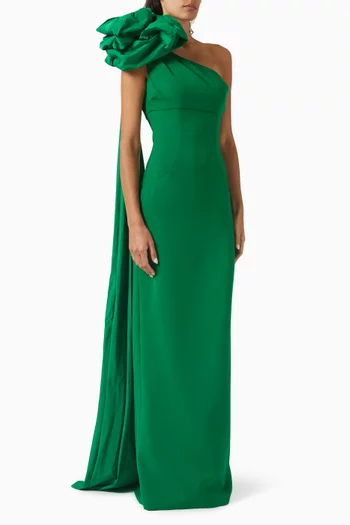 فستان سهرة بكتف مكشوف كريب