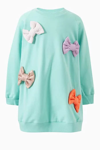 Cibby Bow Appliques Sweatshirt Dress