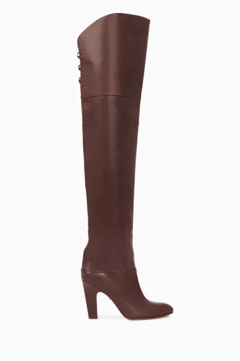 Criss cross thigh high boots top