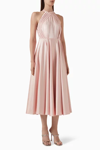 فستان متوسط الطول بحمالة حول الرقبة