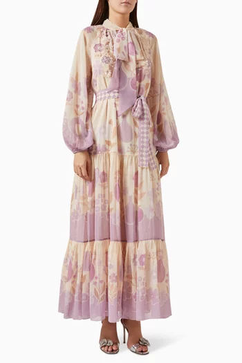 Amaryllis Floral-print Maxi Dress in Chiffon