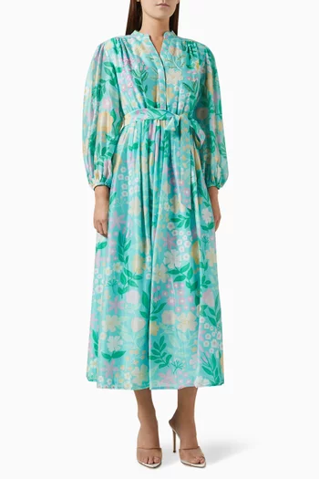 Darlene Floral-print Maxi Dress in Cotton-silk
