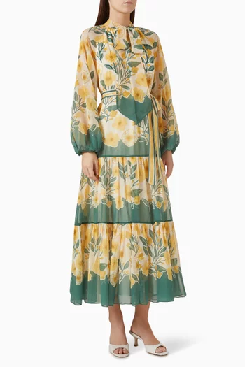Camellia Embroidered Midi Dress