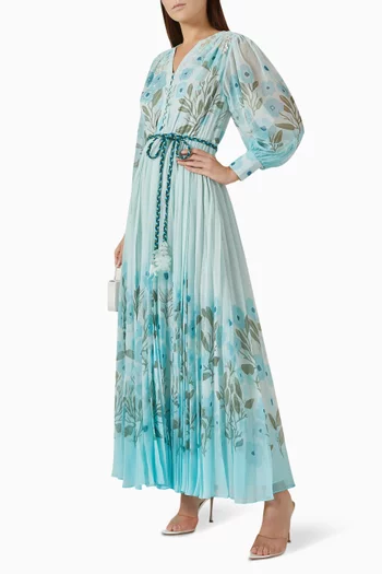 Floral-print Belted Maxi Dress
