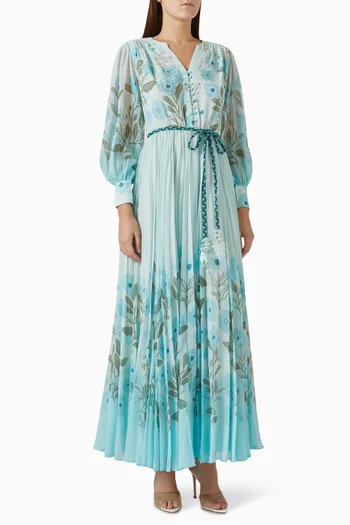 Floral-print Belted Maxi Dress