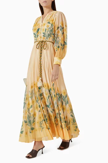 Floral-print Belted Maxi Dress