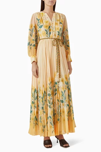 Floral-print Belted Maxi Dress