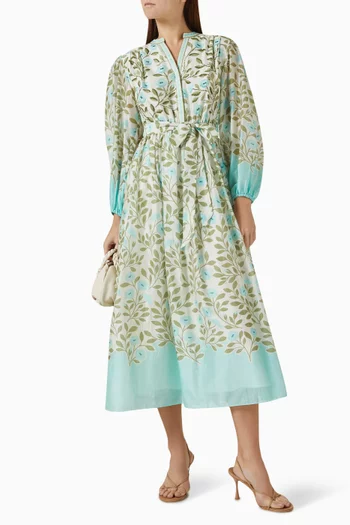 Fleurette Belted Midi Dress
