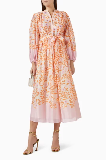 Fleurette Belted Midi Dress