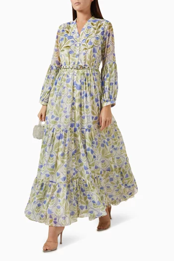 Fiore Printed Maxi Dress in Chiffon