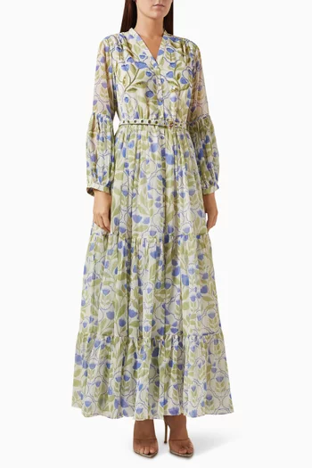 Fiore Printed Maxi Dress in Chiffon