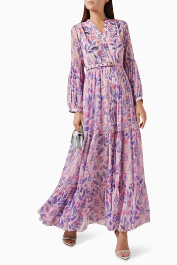 Fiore Printed Maxi Dress in Chiffon