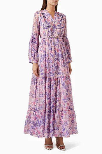 Fiore Printed Maxi Dress in Chiffon