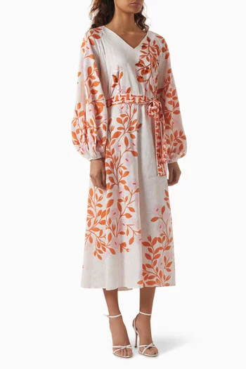 Delphine Printed Maxi Dress in Cotton-satin