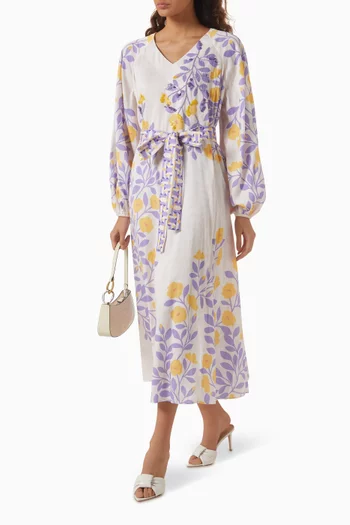 Delphine Printed Maxi Dress in Cotton-satin