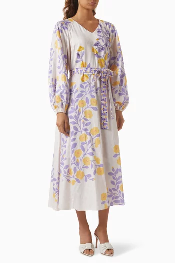 Delphine Printed Maxi Dress in Cotton-satin