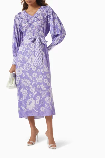 Wisteria Floral-print Maxi Dress in Cotton-satin