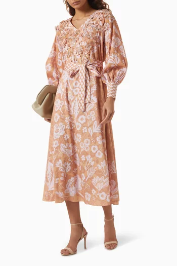 Wisteria Floral-print Maxi Dress in Cotton-satin