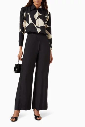 Abstract-print Shirt in Cotton-silk Muslin