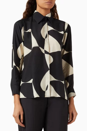 Abstract-print Shirt in Cotton-silk Muslin
