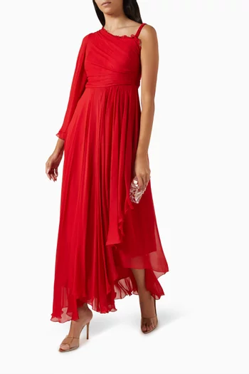One-shoulder Maxi Dress in Georgette