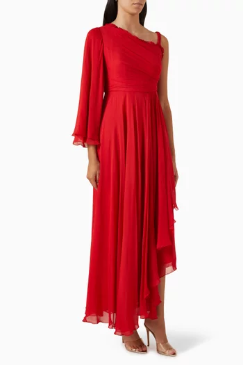 One-shoulder Maxi Dress in Georgette