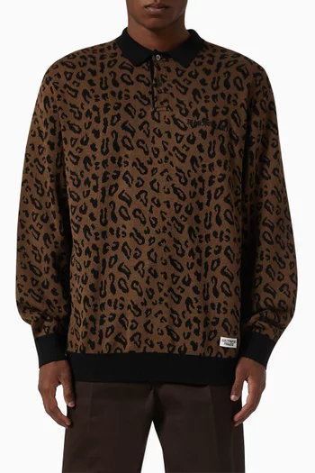 Leopard-print Polo Shirt in Cotton-blend