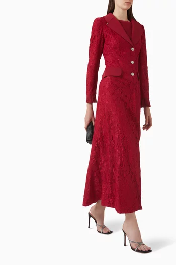 Alicia Embellished Button Maxi Dress in Lace
