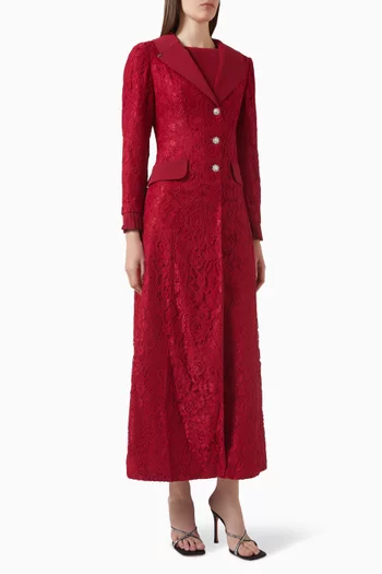 Alicia Embellished Button Maxi Dress in Lace