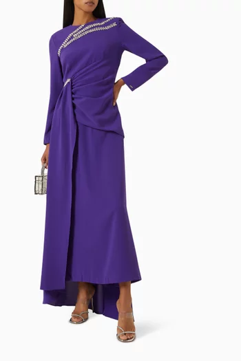 فستان كوبر طويل مزين بتطريزات