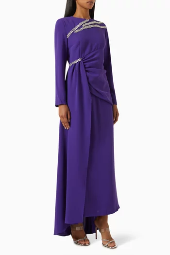 فستان كوبر طويل مزين بتطريزات